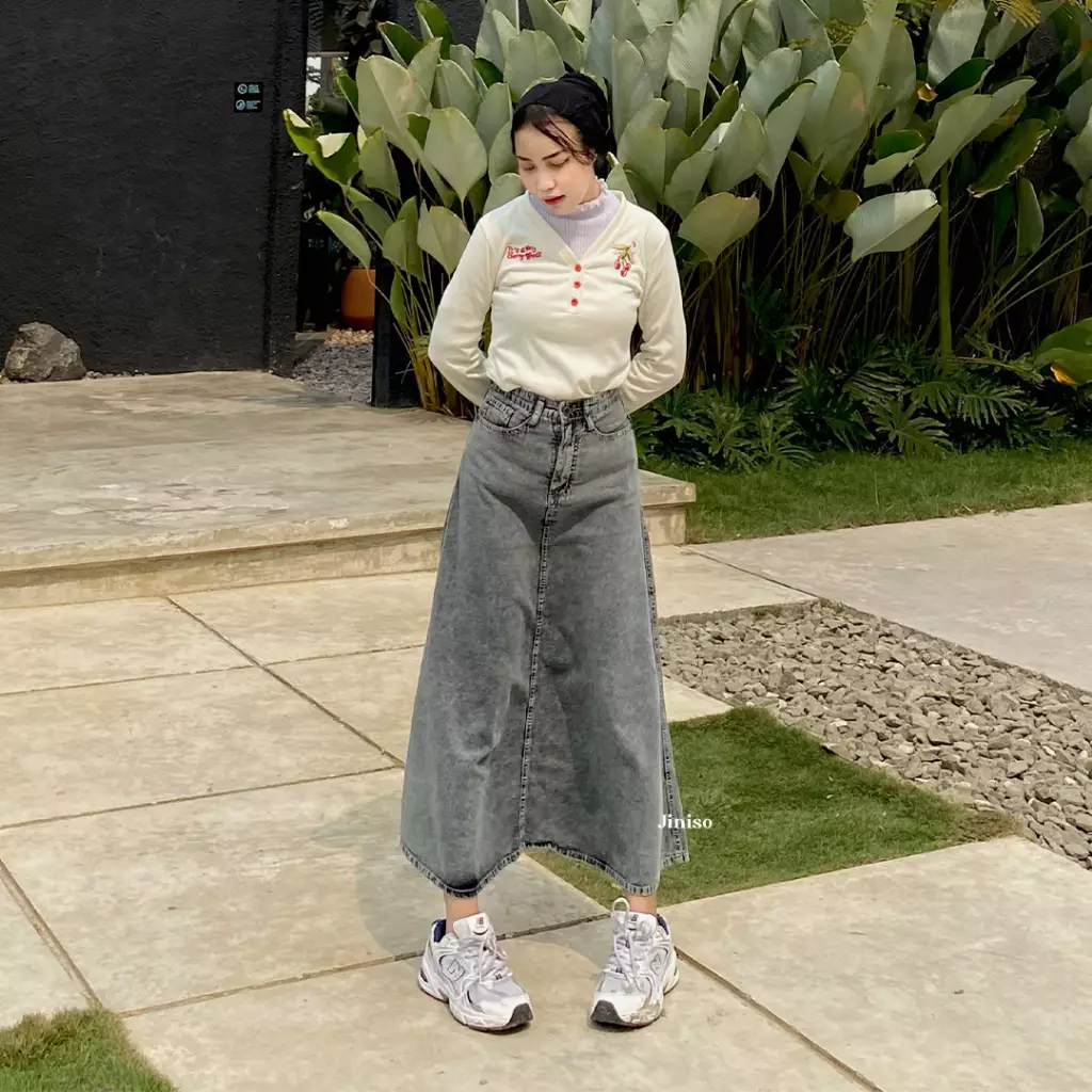 Highwaist Rok Basic Jeans Panjang 990 SEVENTY