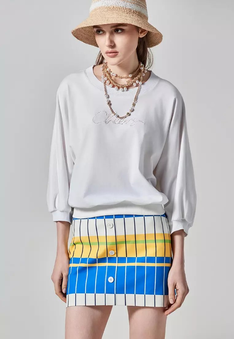 Embroidered Slogan Basic Top