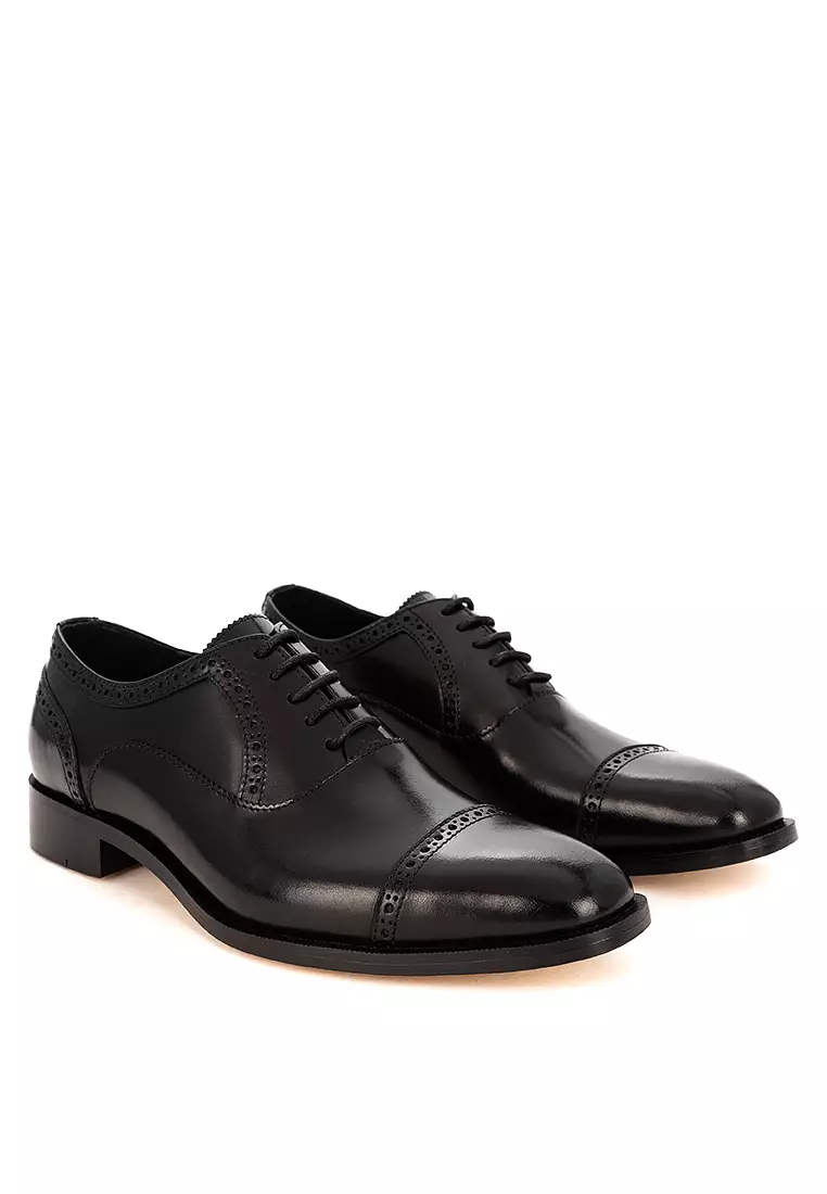 Bradburry Black Captoe Oxford Shoes