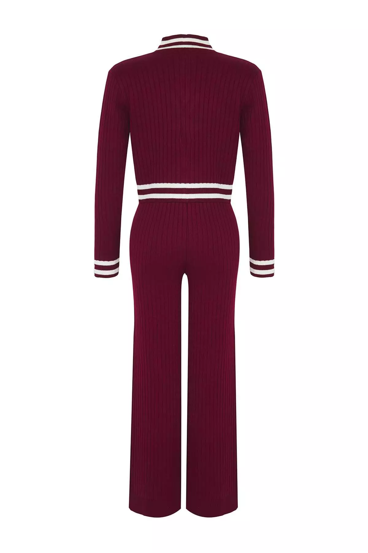 Burgundy Zippered Knitwear Bottom Top Set