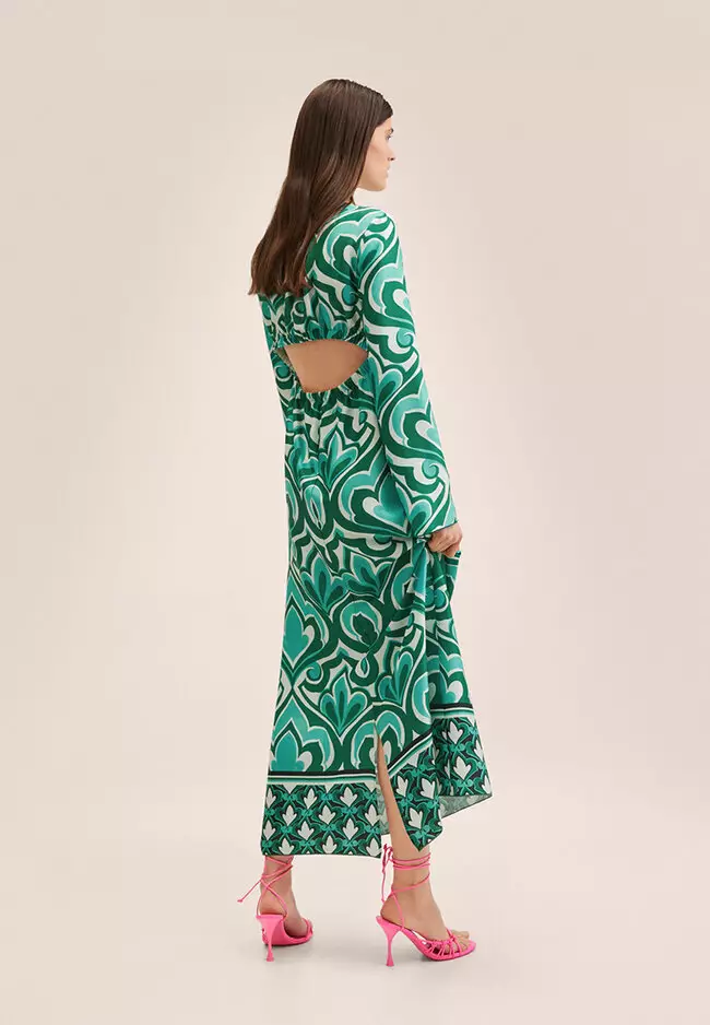 mango printed cut out detail dress Printed cut-out detail dress