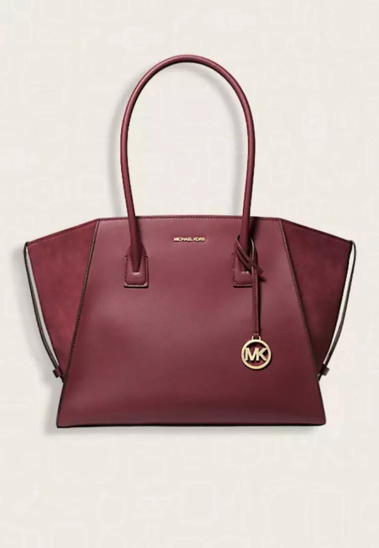 Michael Kors Avril Extra-Large Leather and Suede Tote Bag Oxblood