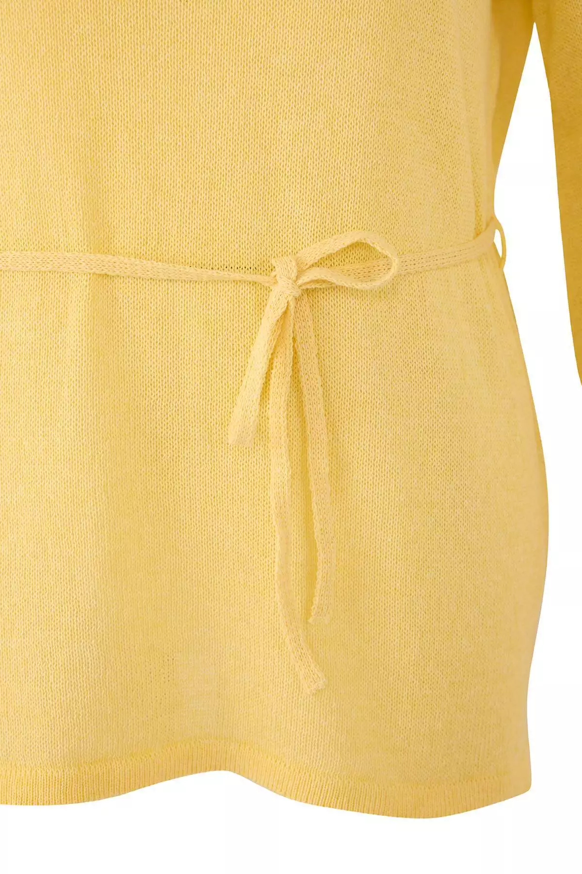 Yellow Boat Neck Waist Belted Slim Knitwear Sweater Tbbaw26An00036