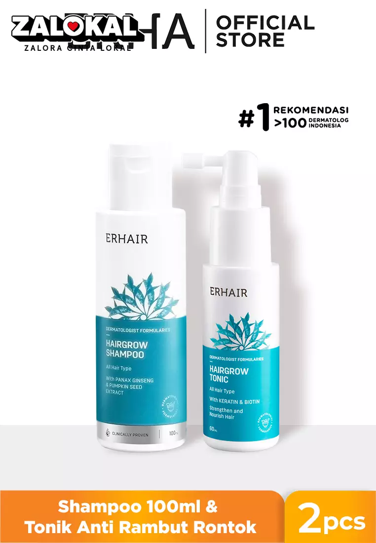 ERHA Bundle Hairgrow Shampoo 100Ml & Hairgrow Tonic - Sampo & Tonic Rambut Rontok