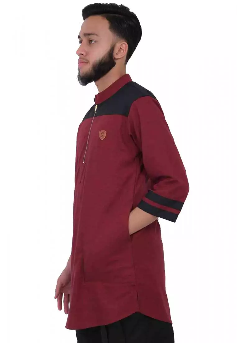 Zayidan Baju Koko Gamis Muslim Pria Izzat - Maroon