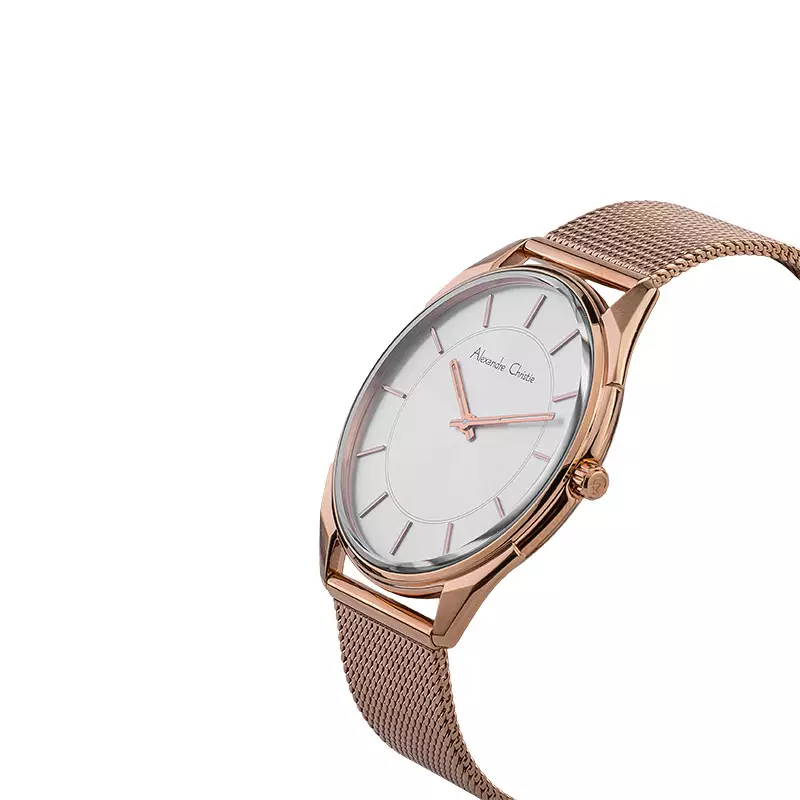 Jam Tangan Pria Alexandre Christie Classic AC 8626 MH BRGSL Men Silver Dial Rose Gold Mesh Strap