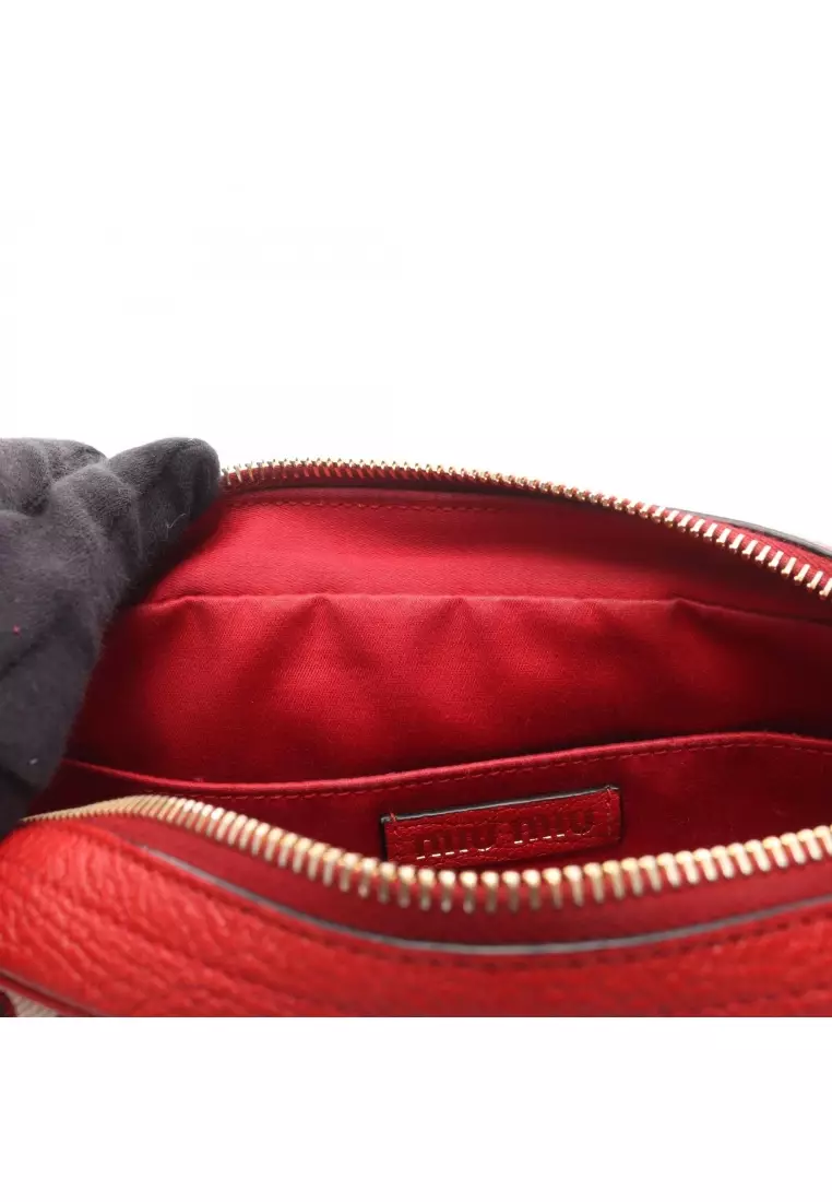 Pre-Loved MIU MIU miu miu × MM(Paris) Shoulder bag leather Red black ivory