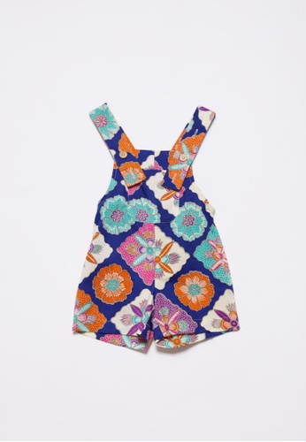 YeoMama Batik blue and multi and navy Bluebell Short Overalls 8E0A5KA0EFD294GS_1
