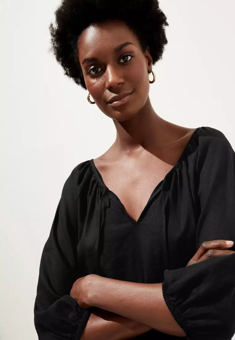 marks and spencer black blouse