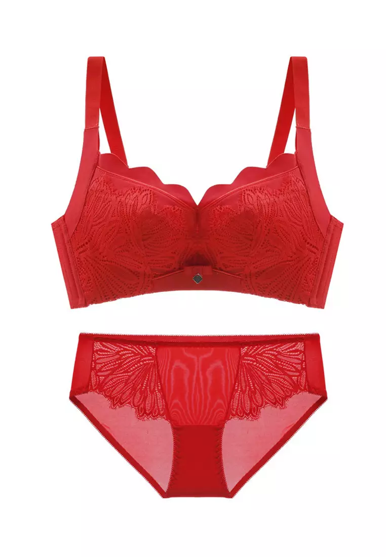 Buy ZITIQUE Women's Sexy Floral Embroidered Push Up Lace Bra - Red 2024  Online