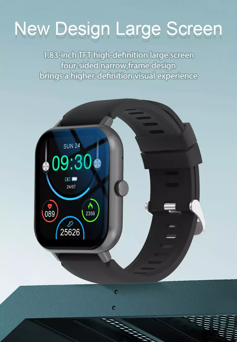 SmartWatch ZL54C Jam Pintar Full Touch Screen 1.83inci Olahraga BT Call Jam Tangan Wanita/Pria Black