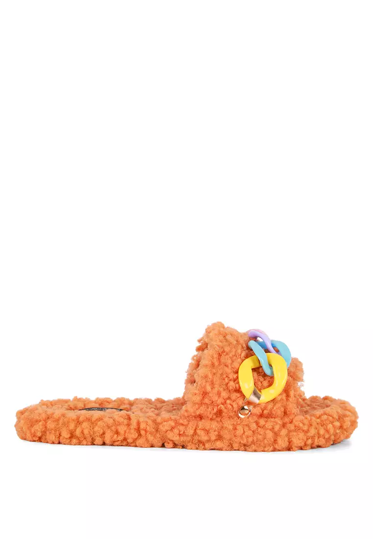 Discount on London Rag  shoes - SKU: Orange Acrylic Chain Slides