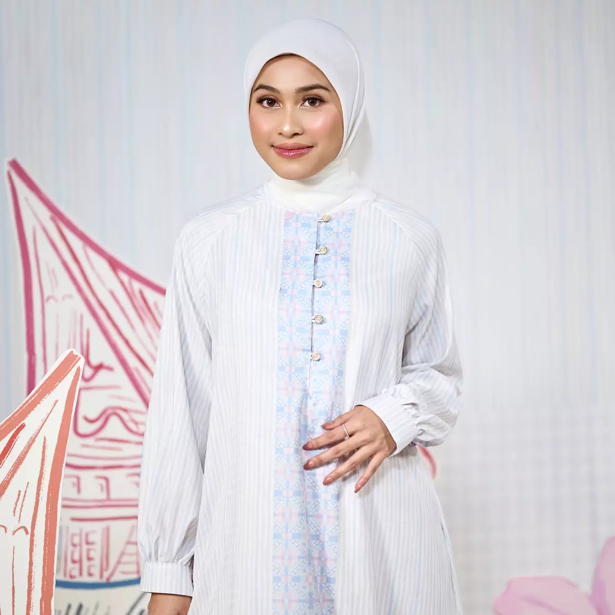 [Raya Collection] ZM Zaskia Mecca - Bayani Gamis Wanita Blue - Jejak Teduh Huta - Koleksi Ramadhan Series