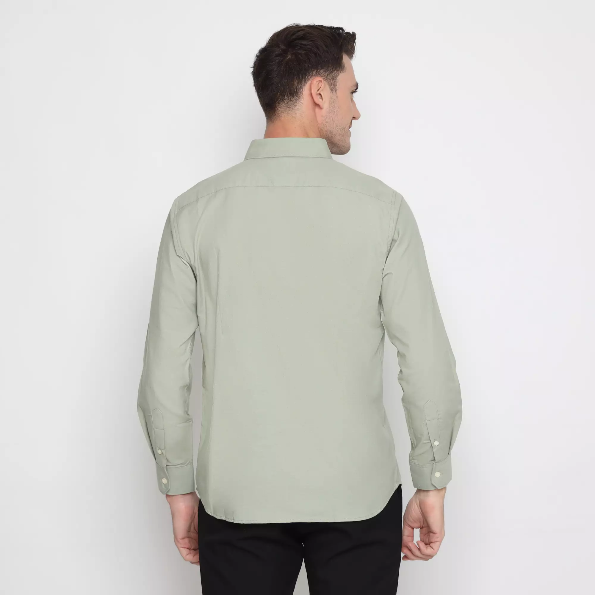 Platini Baju Kemeja Pria Lengan Panjang Polos Katun Oxford Hijau Sage 66251