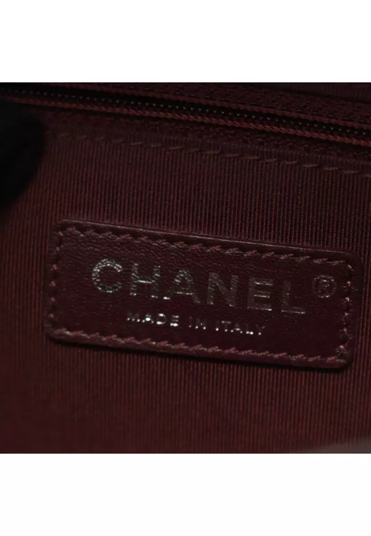 Pre-Loved Chanel CC University matelasse chain shoulder bag Caviar skin black antique silver hardware 2WAY