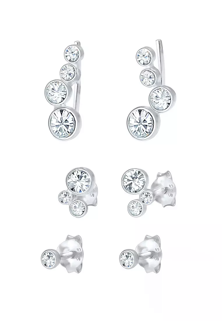 Anting Perhiasan Perak 925 Wanita Set Stud Crystals