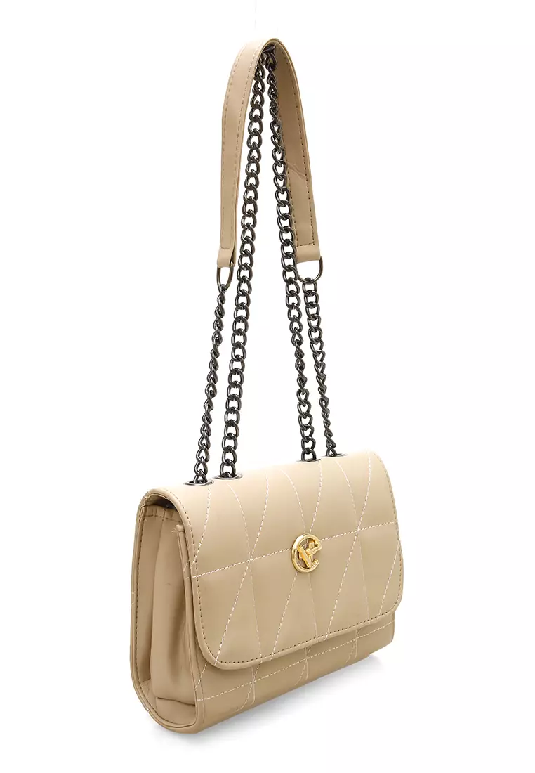 Sherina Tas Selempang Wanita Remaja Rantai Premium Polos - Latte