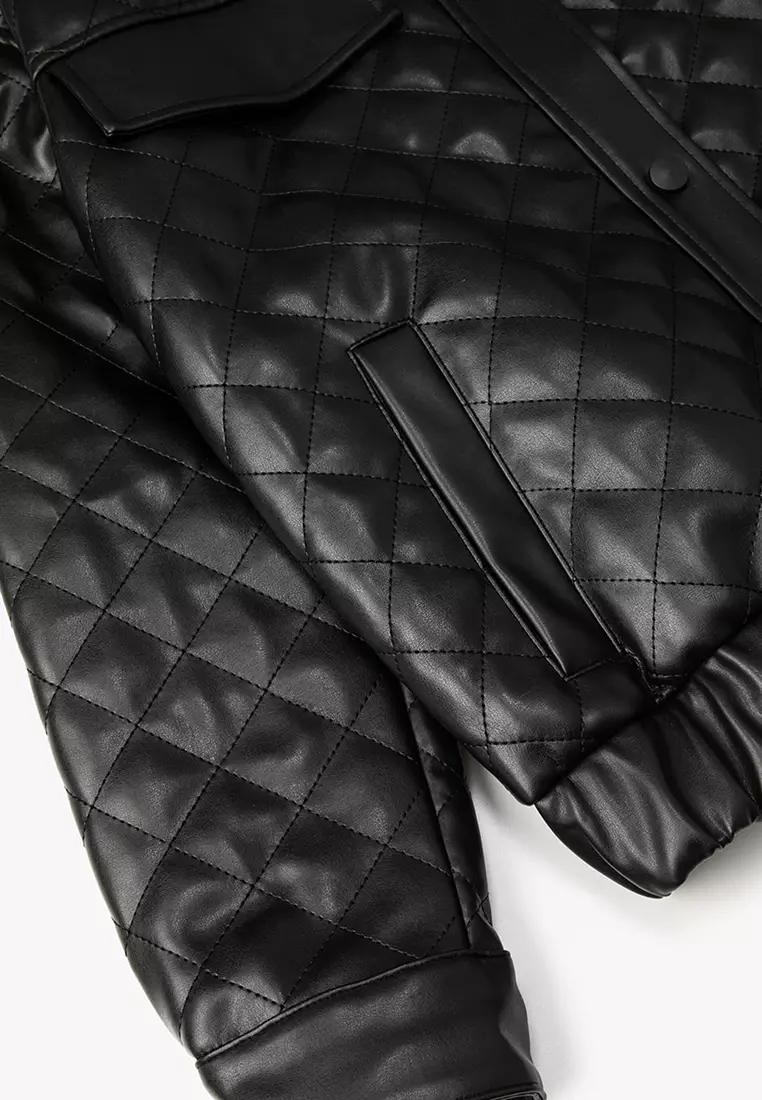 Faux Leather Quilted Jacket