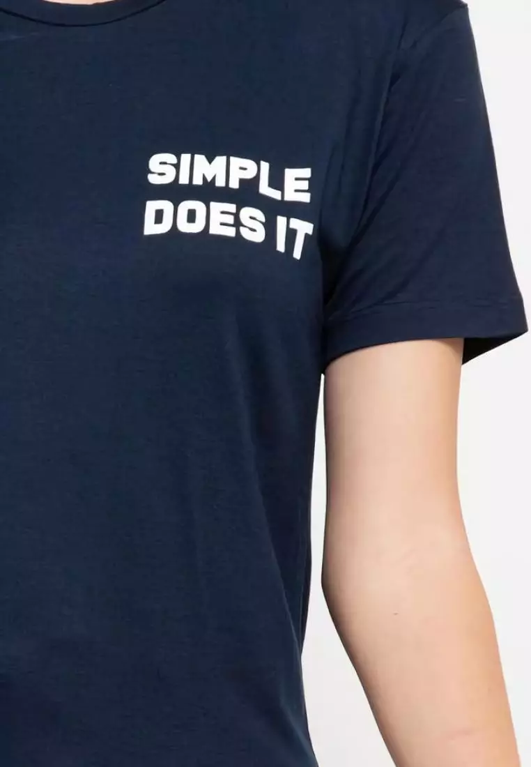LTD71 Kl Simple Doest It Navy Kaos Casual Wanita