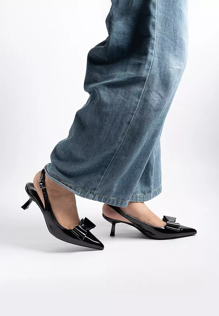 Winnie  Bow Flared Heels