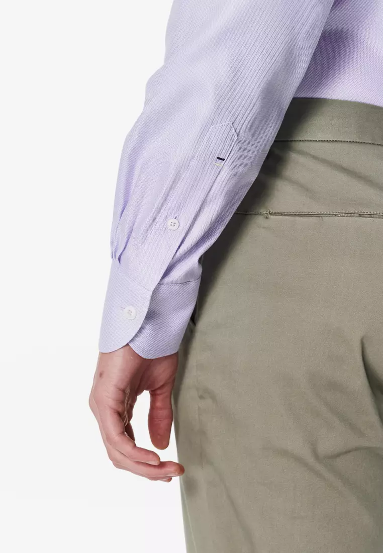 Milano Collection Grey Violet Textured Slim Fit Shirt