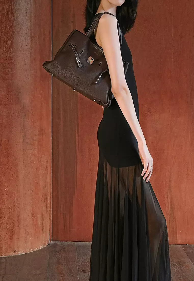 SAOIRSE Soft Structural Belt Tote Bag - Cream Beige