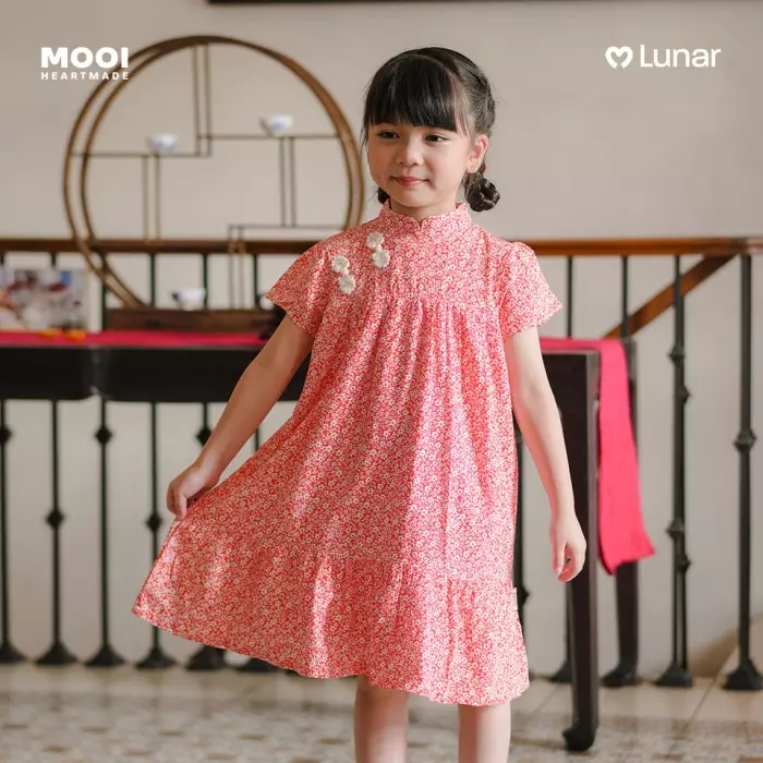 Mooi Dress Anak Perempuan Lunar Collection Rosie Cheongsam Dress - Sunny Lime