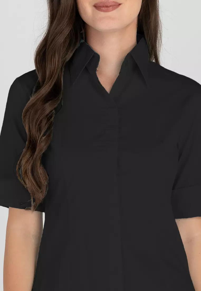 Diana 3/4 Sleeve Plain Button Down Office Blouse