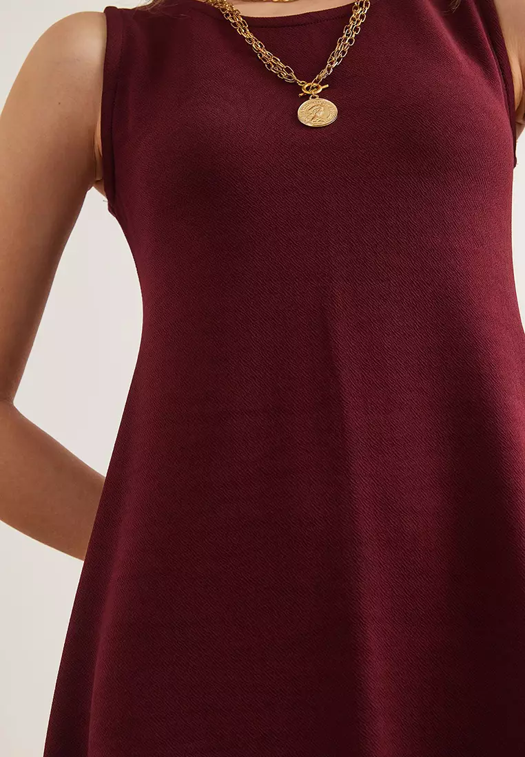 Crew Neck Flared Knitted Crepe Dress