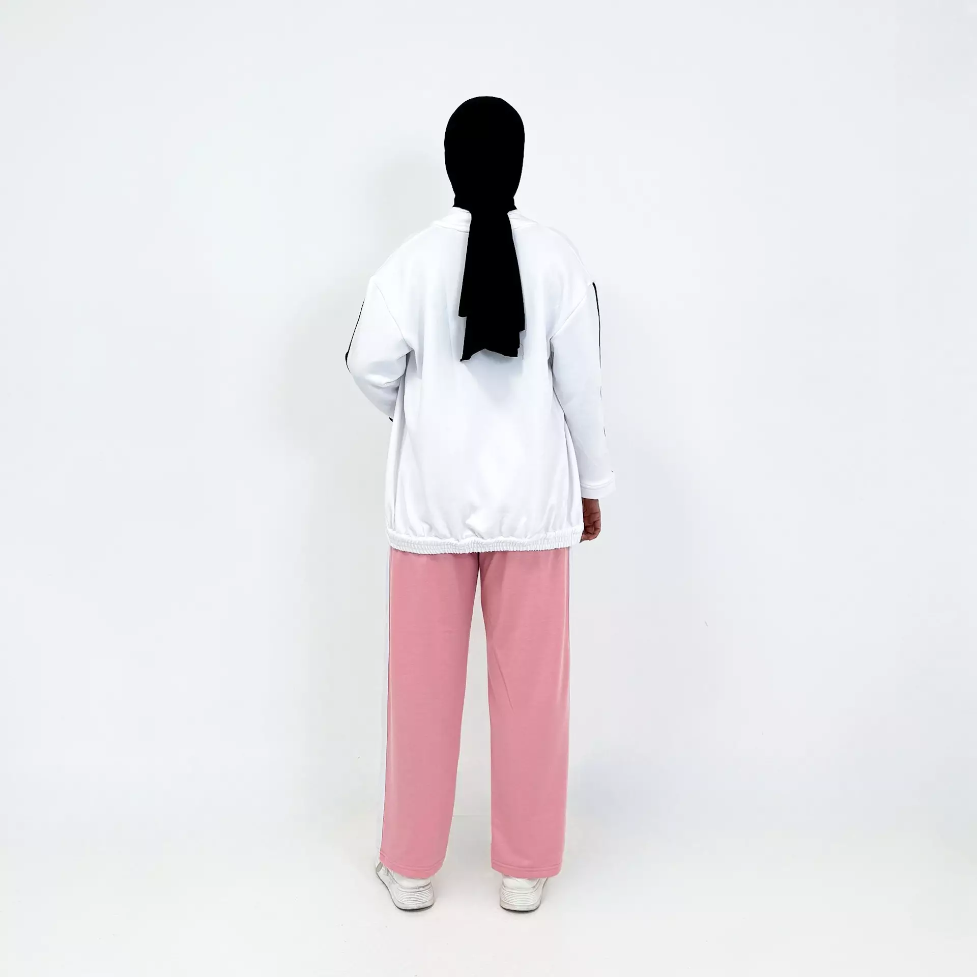 Setelan Jaket Sporty PUTIH- PINK Onset Training Panjang Wanita