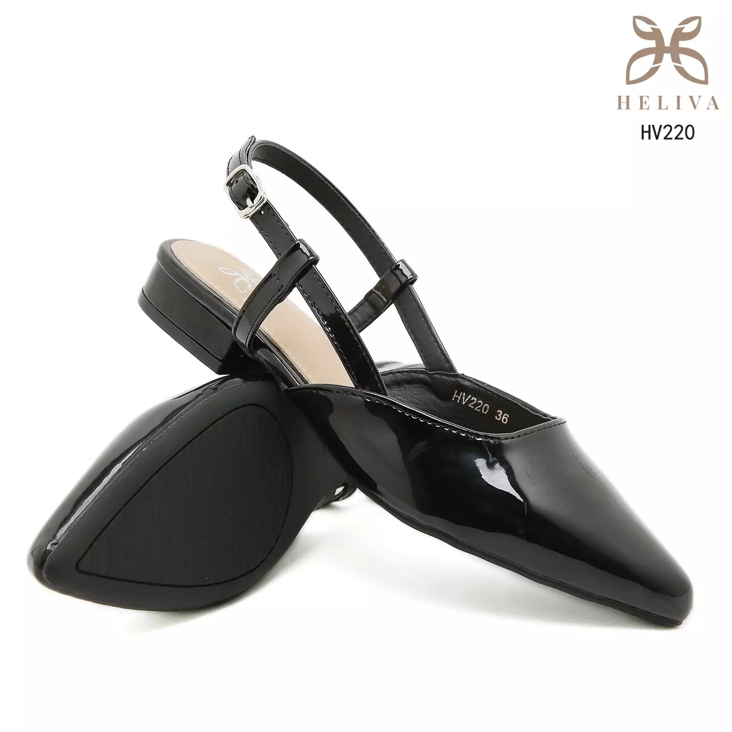 HELIVA LYSANDRA Slingback Flats 2cm Premium Pointed Toe Glossy Series HV220