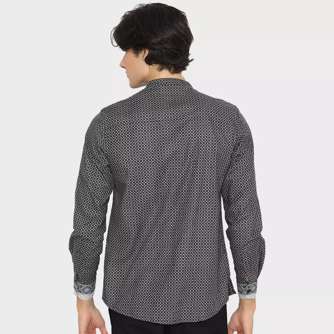 Basic Safa Black Kemeja Koko Pria Lengan Panjang
