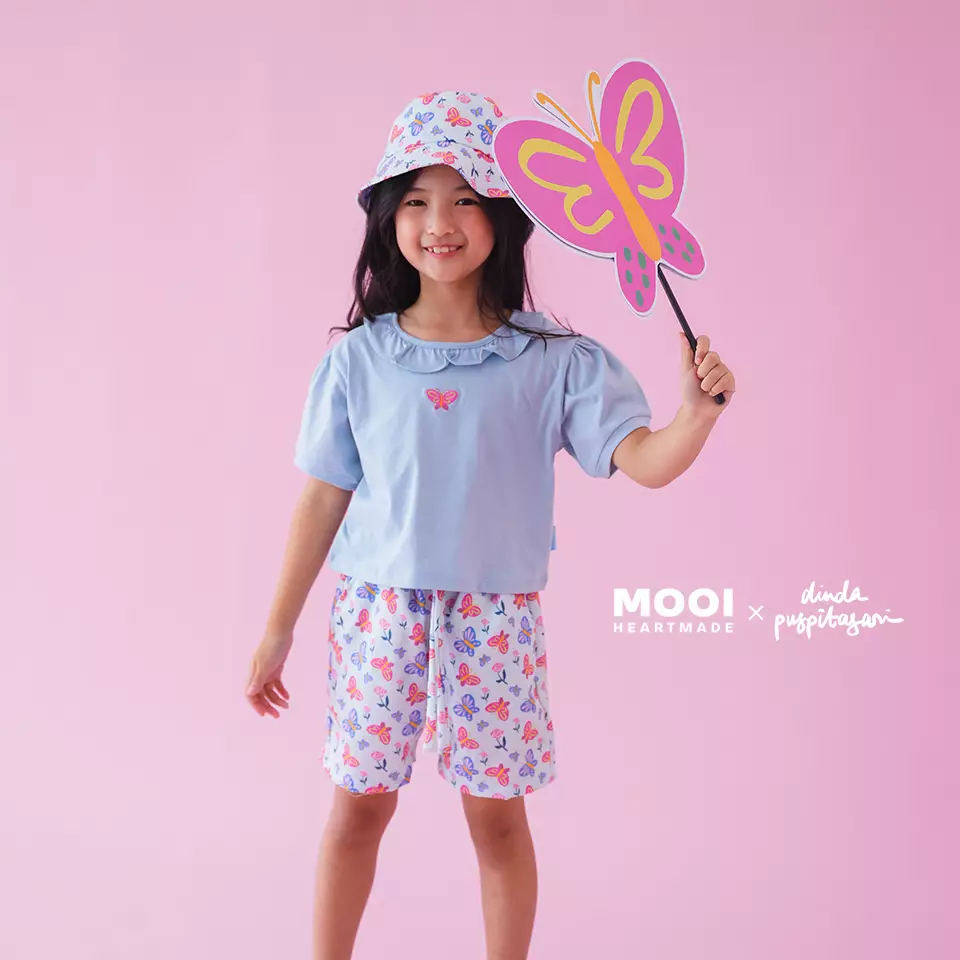 Mooi X Dinda Puspitasari Setelan Anak Perempuan Clarisse Set - Pink Blossom