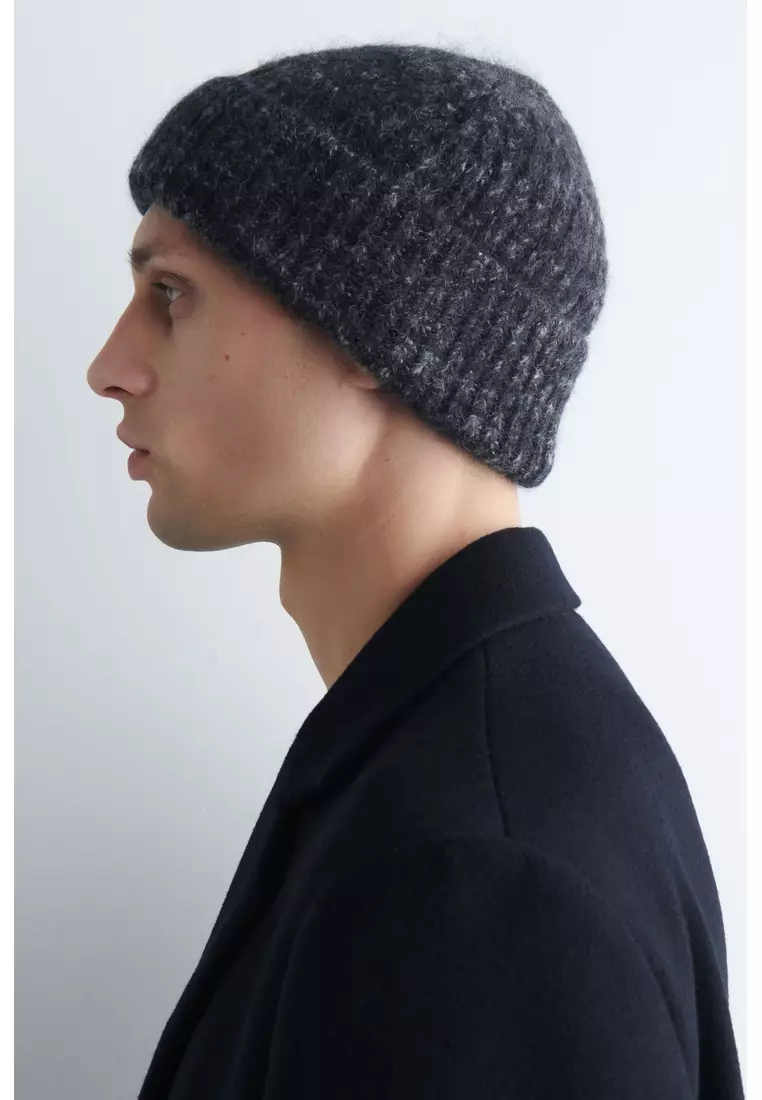 SPACE-DYED BRUSHED WOOL-BLEND BEANIE