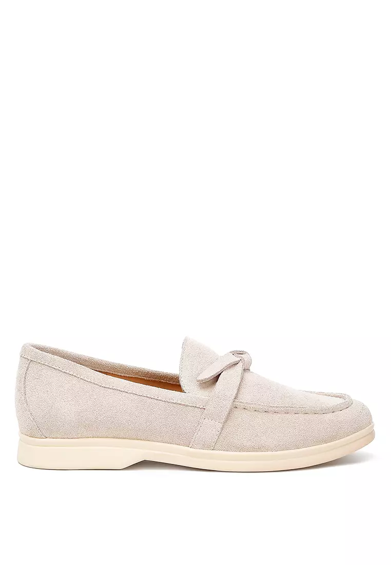 Discount on Rag & Co.  shoes - SKU: Beige Suede Knot Detailed Loafers