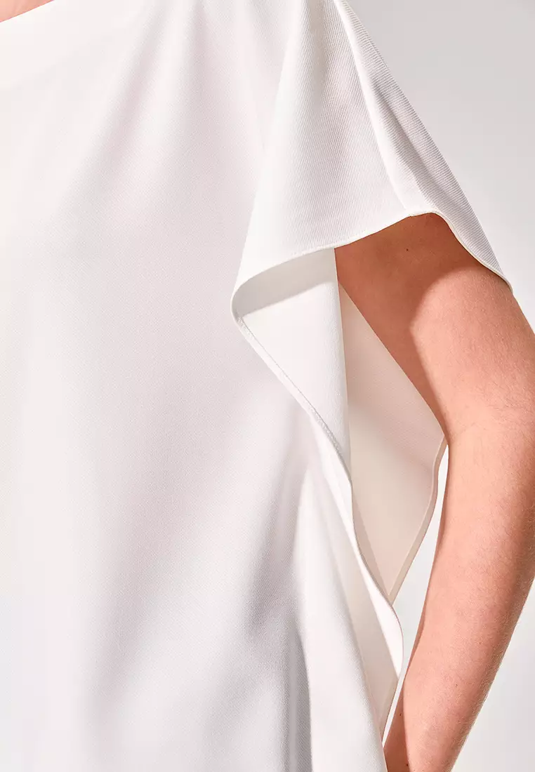 White Asymmetrical Shoulder-to-Shoulder Top