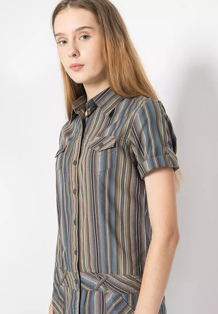 LGS - Regular Fit - Kemeja Wanita - Grey - Motif - LLSH.380.SL824.023