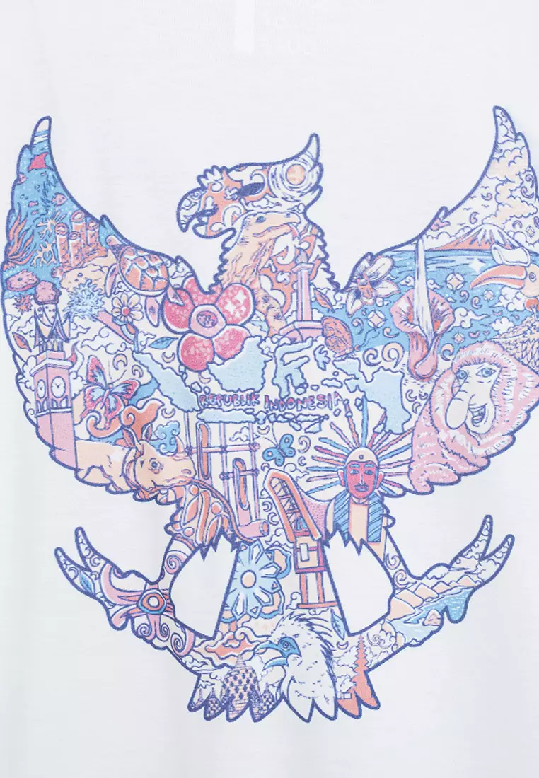 Houseofcuff Kaos Oversized T-shirt Wanita Unisex Tebal Putih Garuda