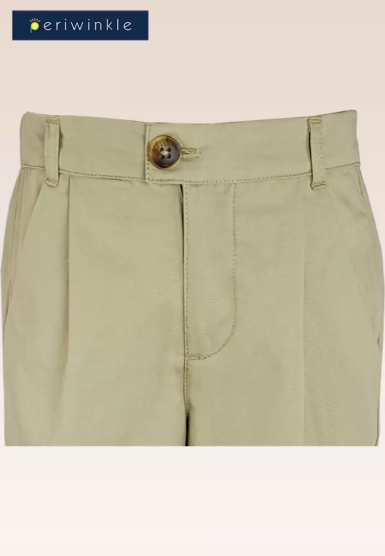 Denzel Boys Khaki Straight Leg Pants With Adjuster