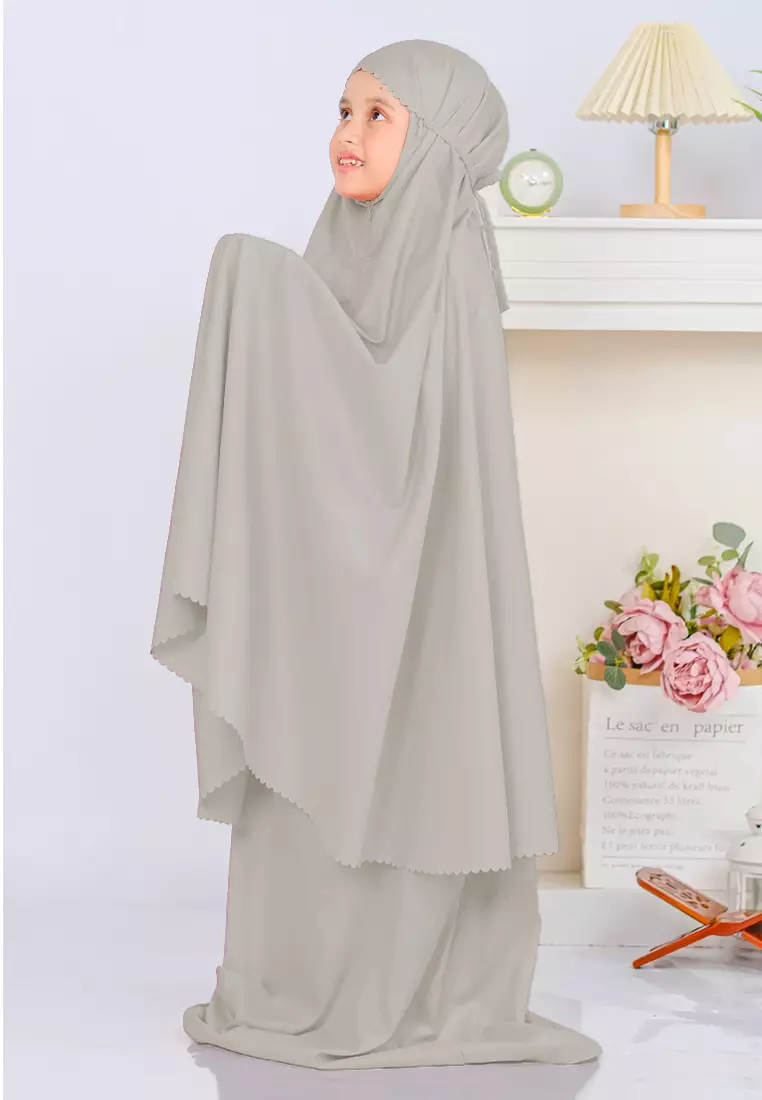Zelena - Mukena Basic Sabira Lasercut 2in1 Prayer Set - Anak