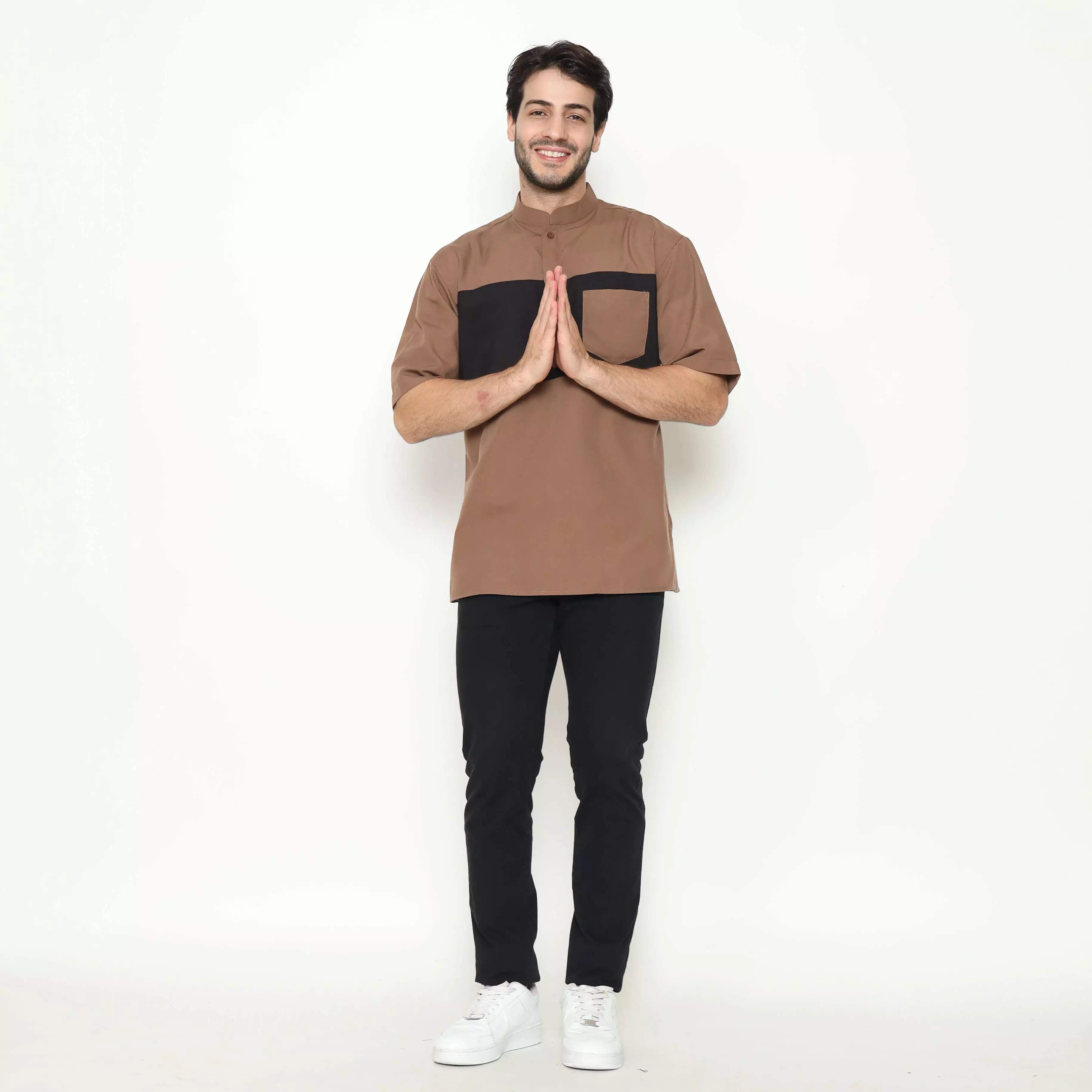 AMK Kemeja Koko Pria Lengan Pendek KK BB 010 S/s Cap 6 Brown