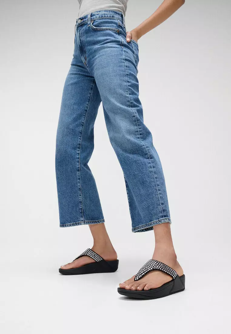FitFlop LULU Maxi-Crystal Toe-Post Sandals- Black (E5U-001)