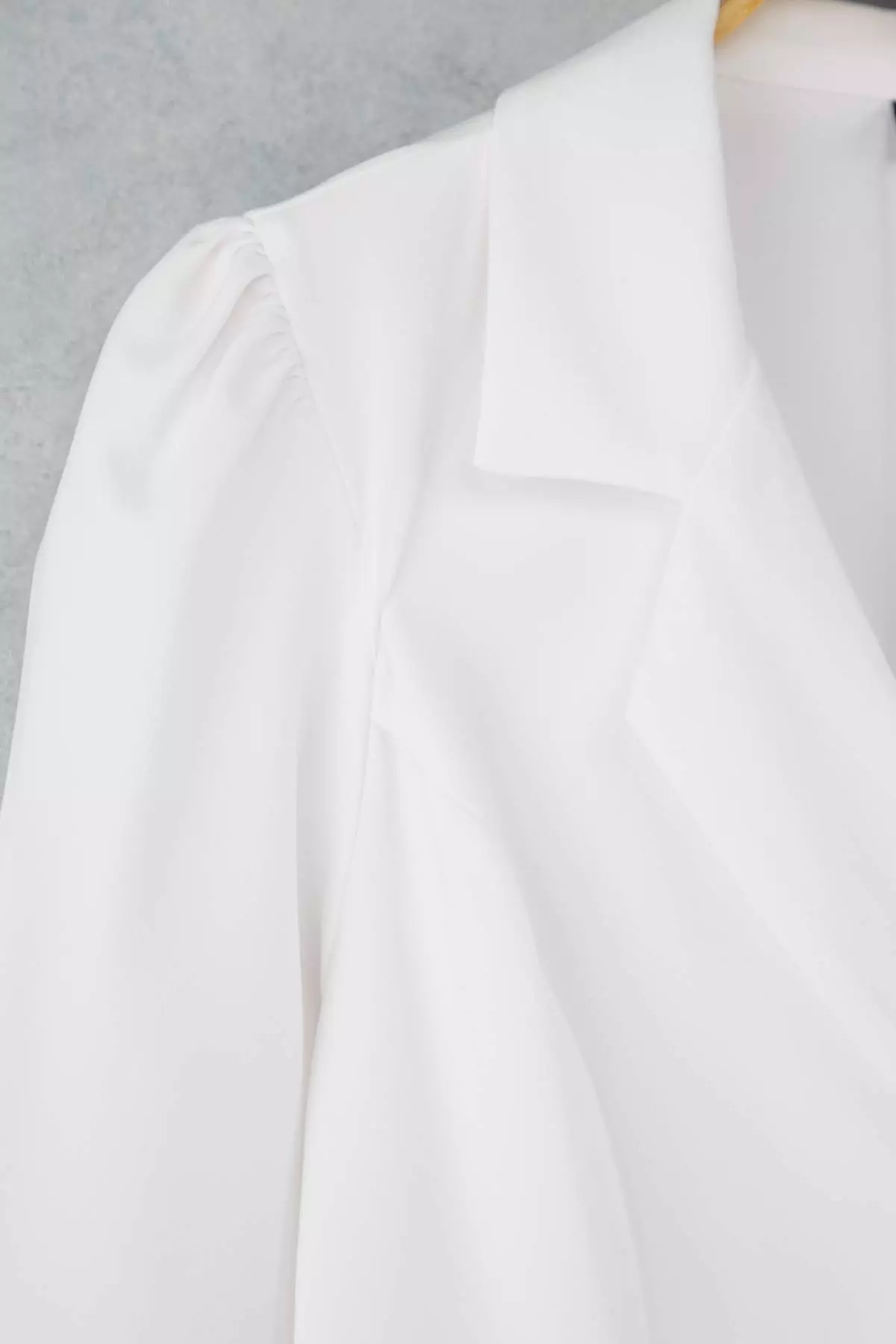 Ecru Plus Size Unlined Three Quarter Sleeve Mini Woven Jacket Dress