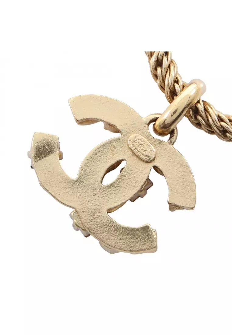 Pre-Loved Chanel coco mark Gripoix necklace GP Rhinestone gold multicolor 01A
