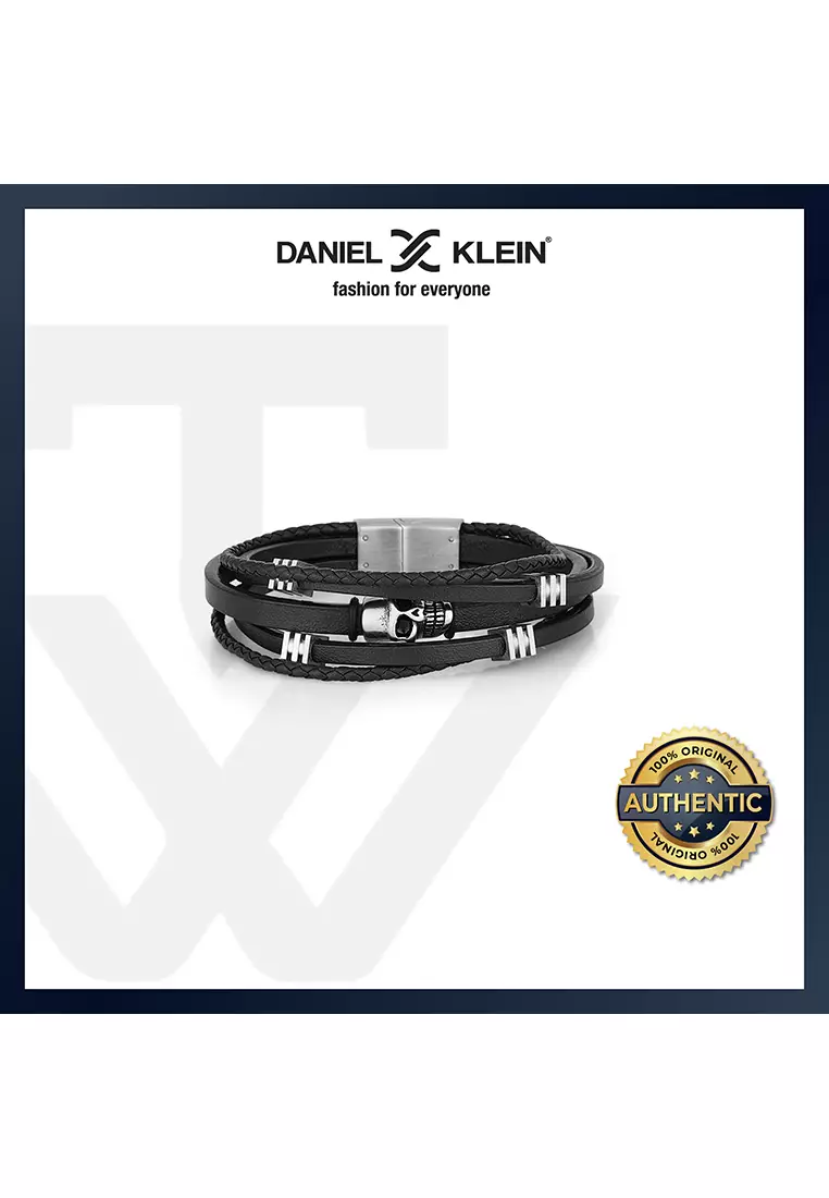 Skull Men's Bracelet DKJ.2.1002-2 Black Cowhide Braided Multi Layer Men Bangle