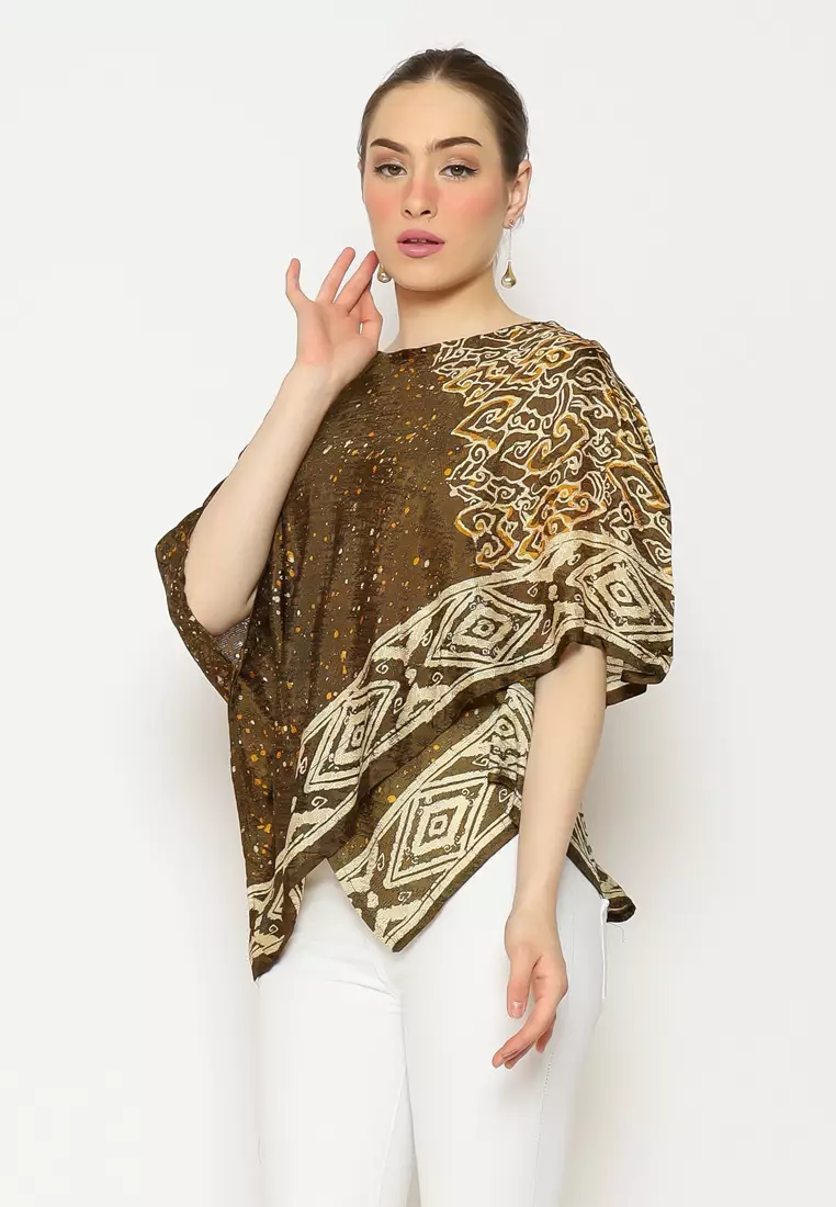 Rinjanie Batik - Blouse Zigzag - Blouse Batik Wanita - Olive Series