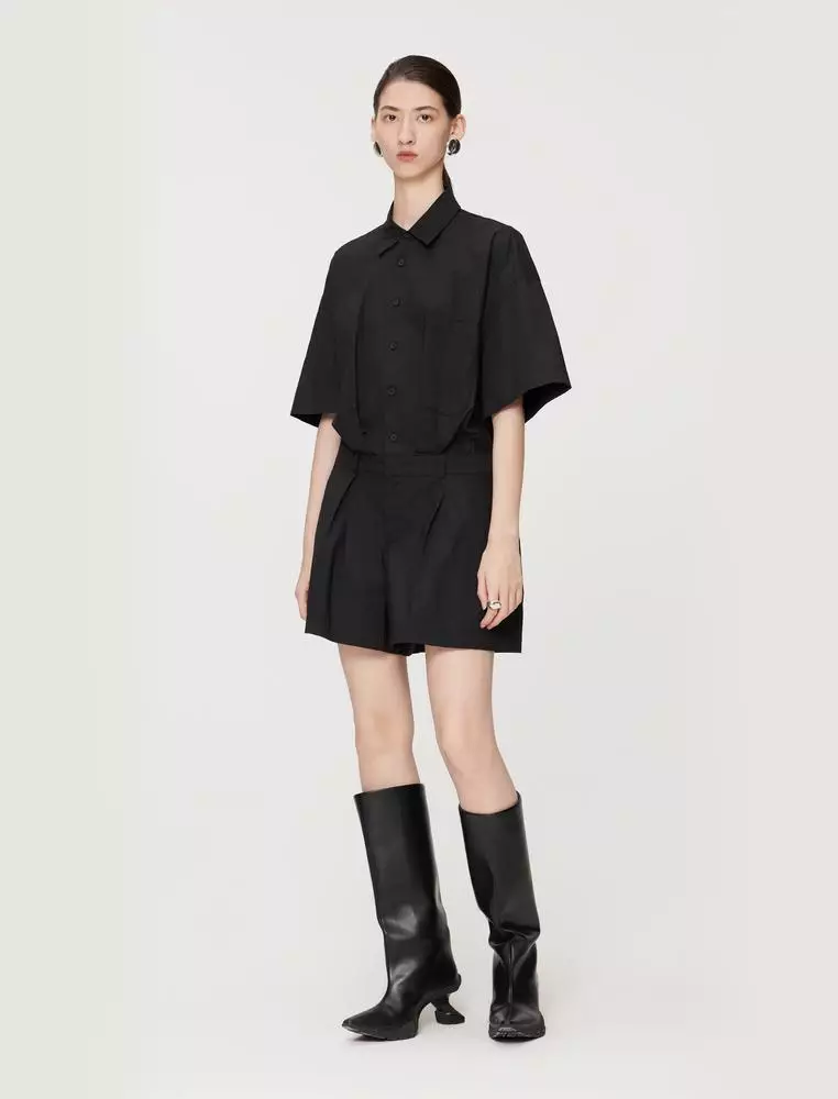 Short Sleeve Collared Utility Jumpsuit