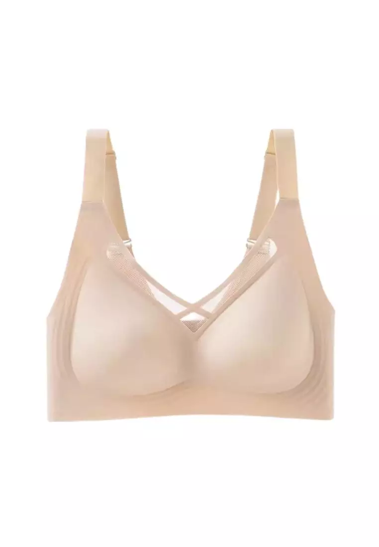 Premium Bella Plus Size Seamless Wireless Paded Push Up Bra in Nude