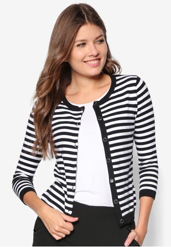 Petitezalora 包包評價 Stripe Cardigan, 服飾, 毛衣& 針織外套