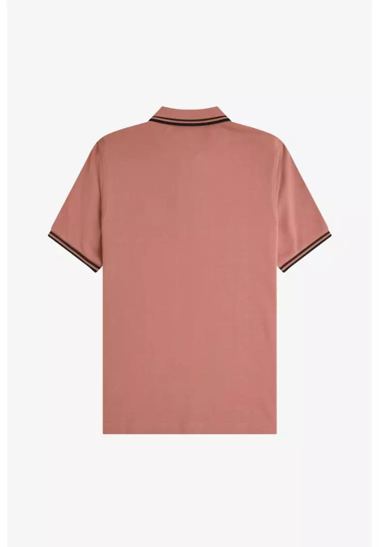Fred Perry G3600 Twin Tipped Fred Perry Shirt (Putty Pink / Carrington Brick / Black)